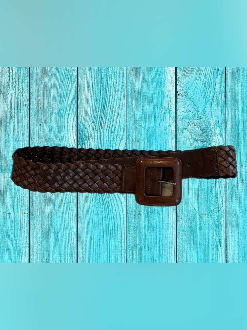 Banana Republic Brown Genuine Leather Braided Belt XS Wide Buckle 30” - 35”